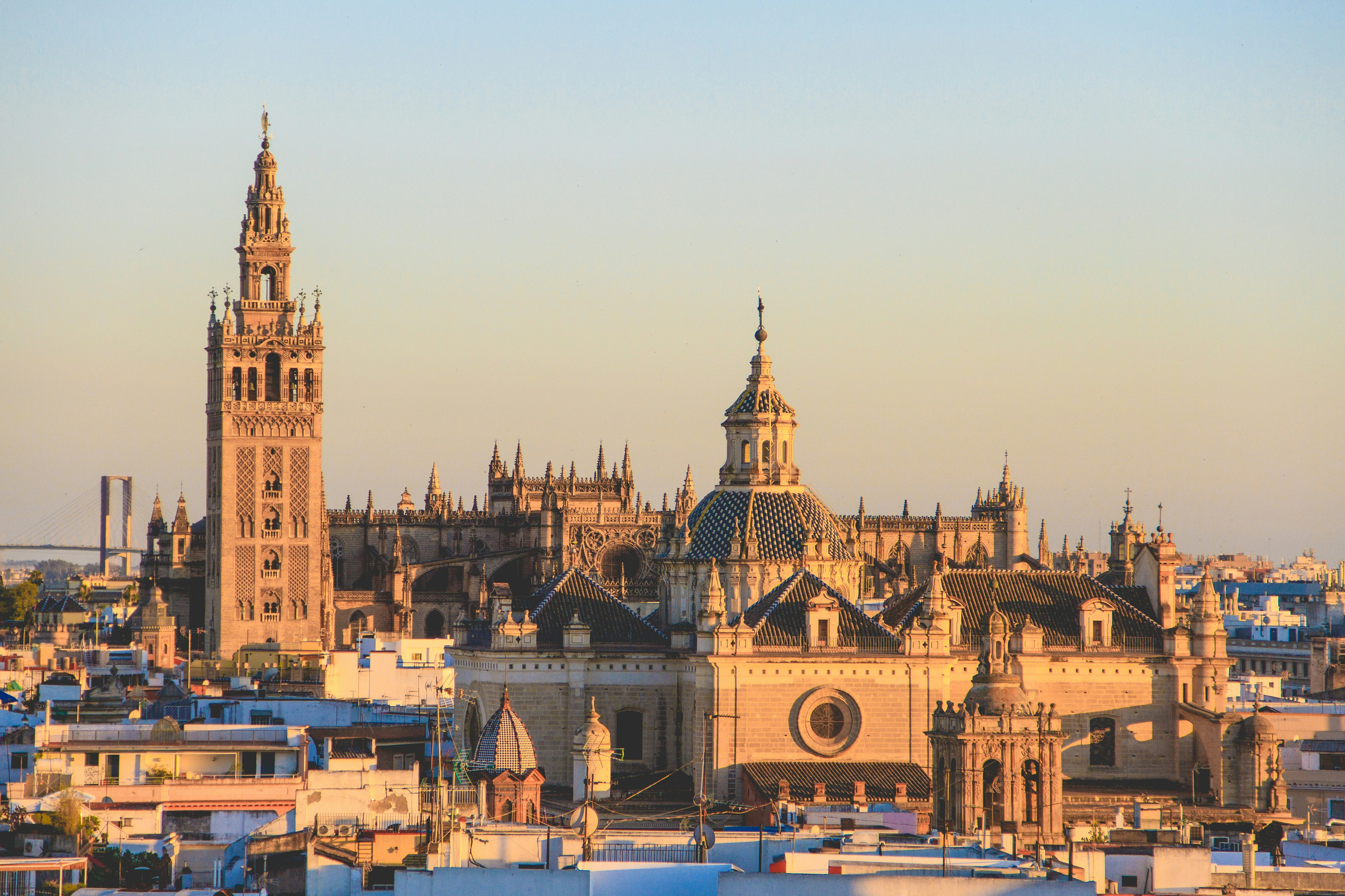 Aerial view of Seville with the Giralda tower